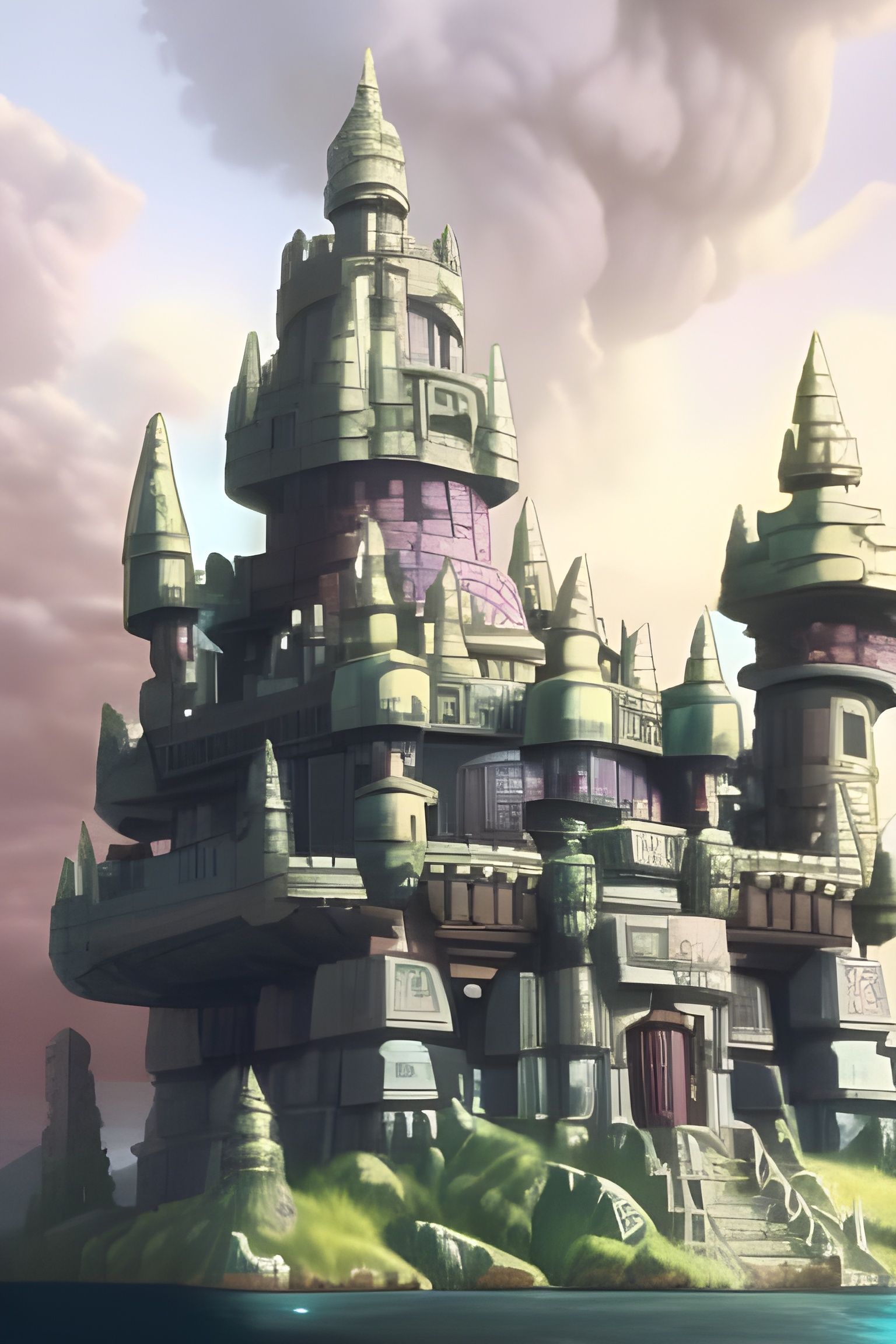 Ornate Castle Grayskull in a Crystal Landscape