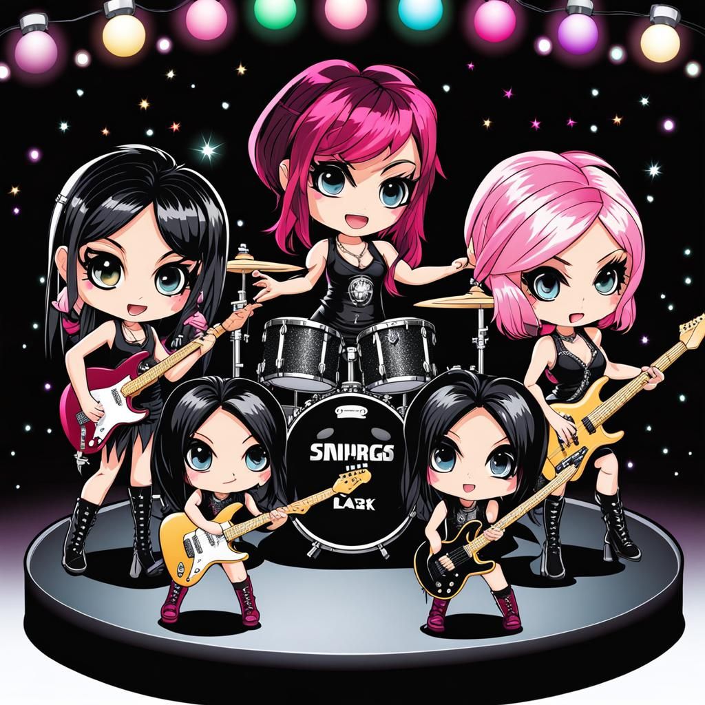Chibi Punk Rock Band on Stage in 8K