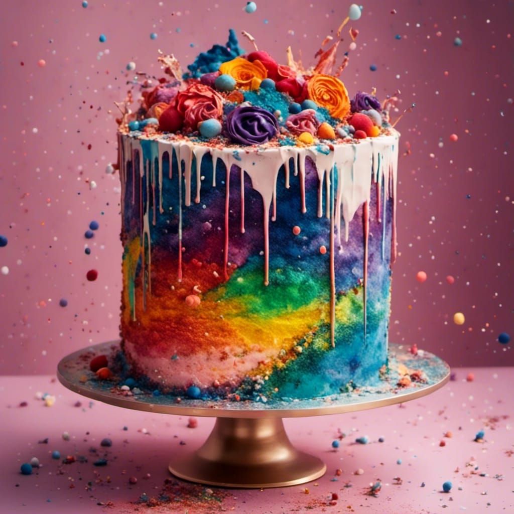 Intricate Rainbow Flag Cake with Whimsical Details