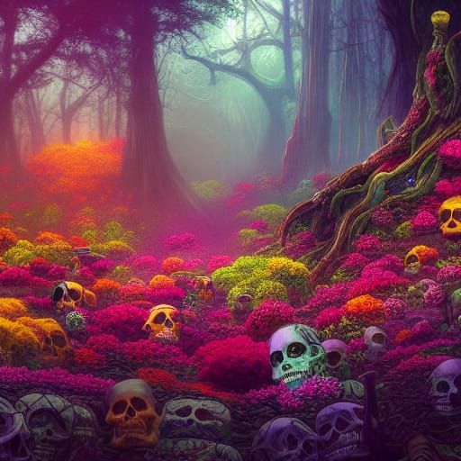 Dia de los Muertos Forest in Hot Colors