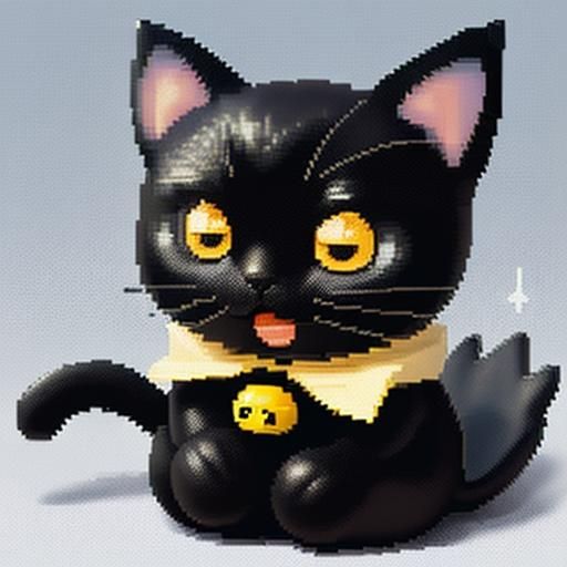 Pixelated Black Cat in Tamagotchi