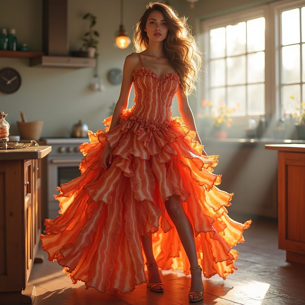 Bacon Goddess in Morning Kitchen