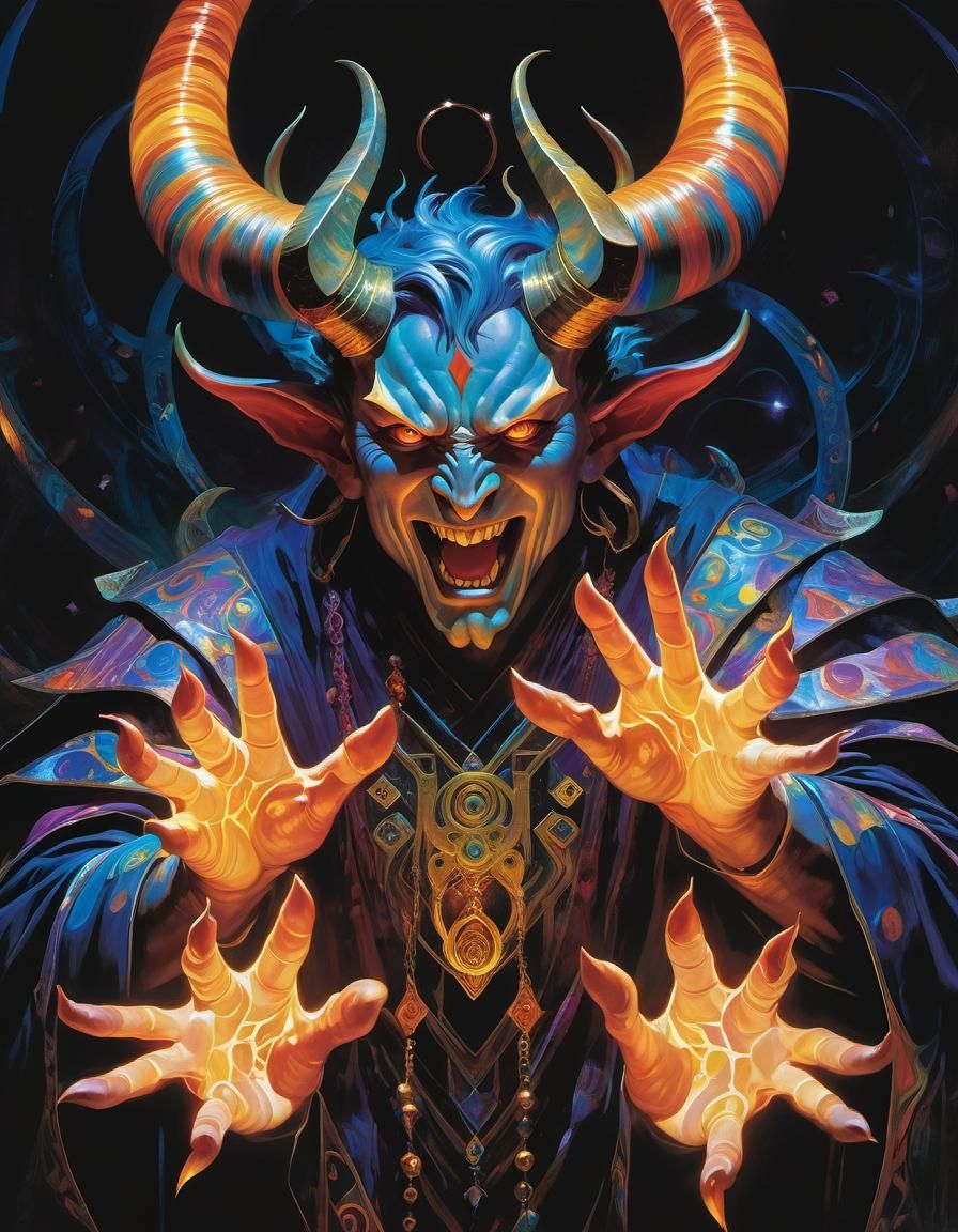 Ominous Horned Demon in Anime Style