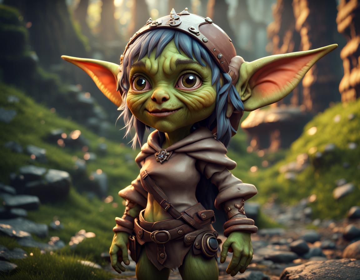 Cute Goblin Girl in 3D Game Cinematic Style
