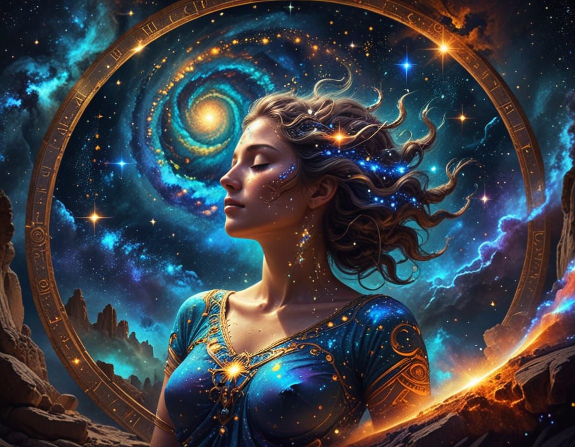 Mother Earth in Cosmic Stardust Digital Painting