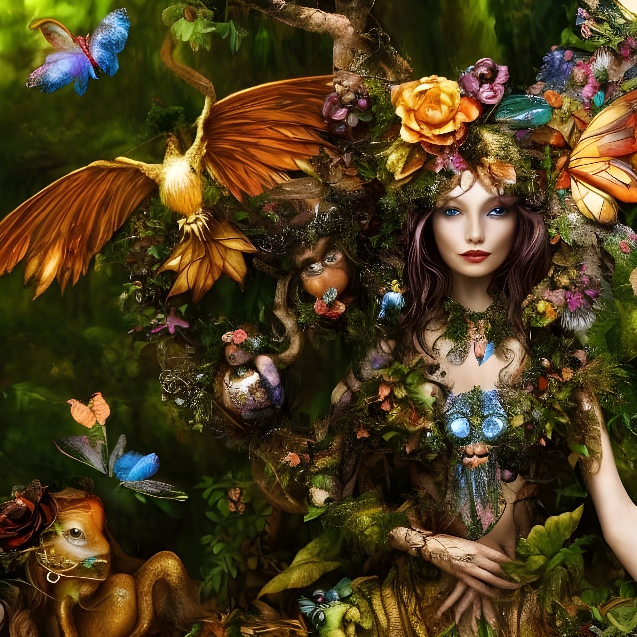 Fae Creatures in a Sparkling Forest