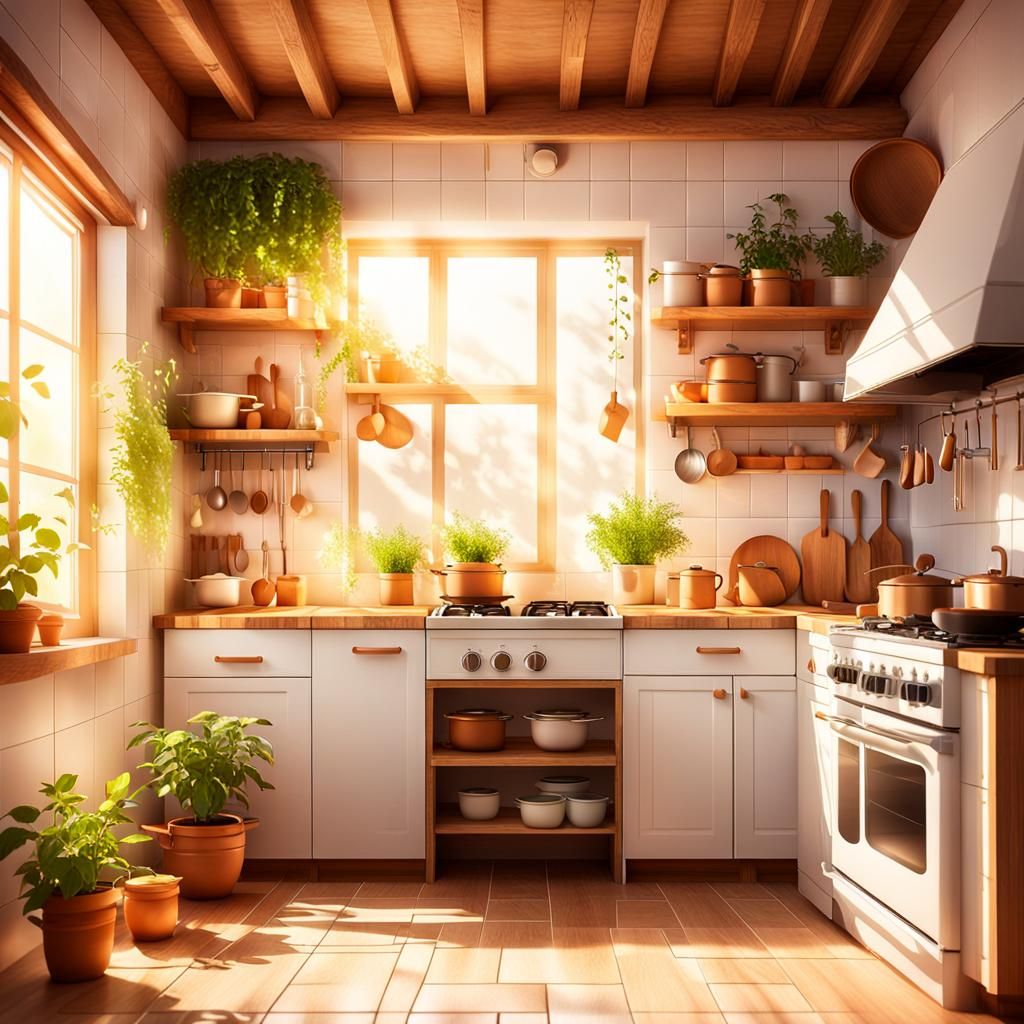 Cozy Kitchen Still Life: Impressionist Oil Painting