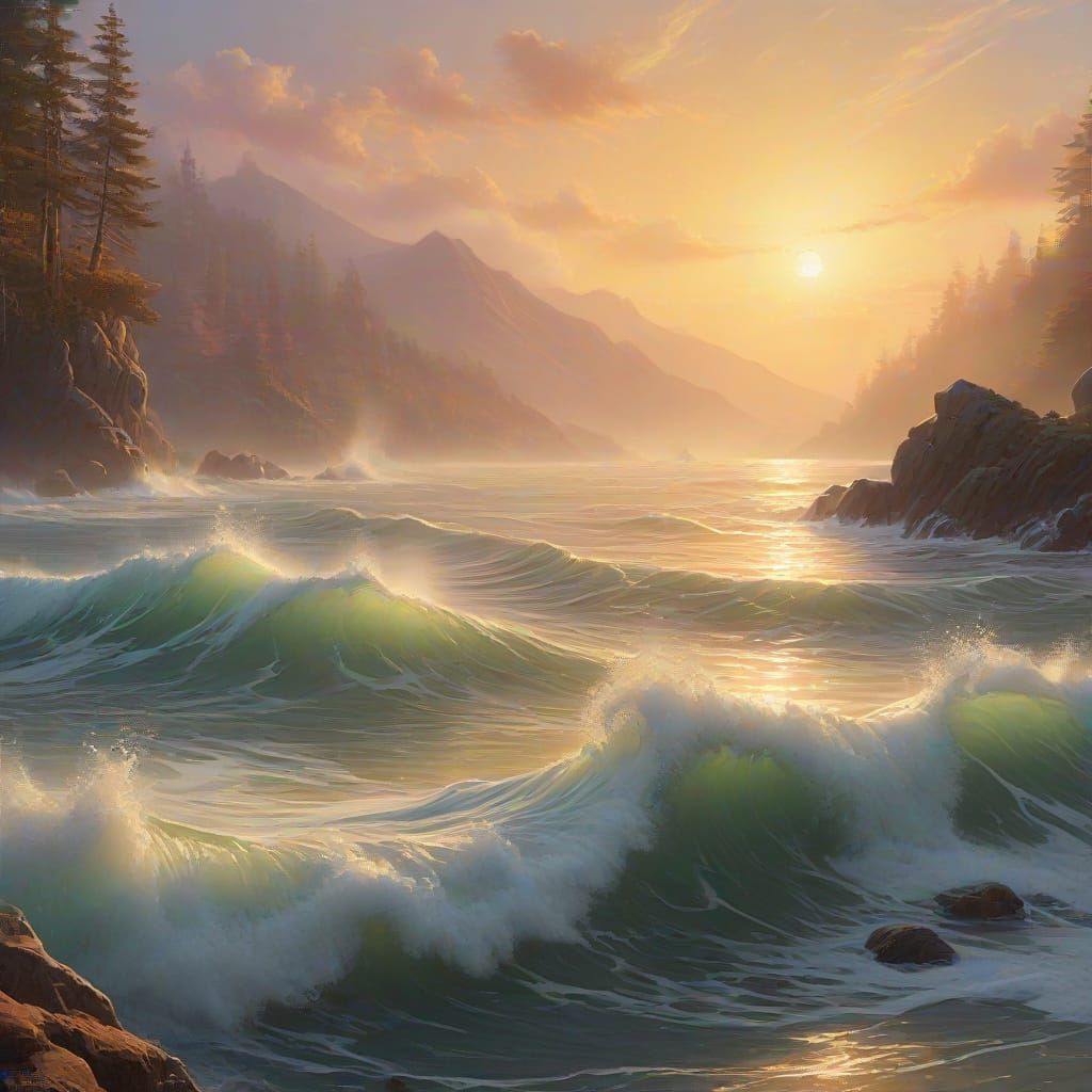 Ethereal Charybdis in Mist, Thomas Kinkade Style