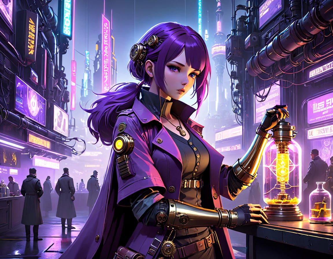 Steampunk Cyberpunk Goddess of Science