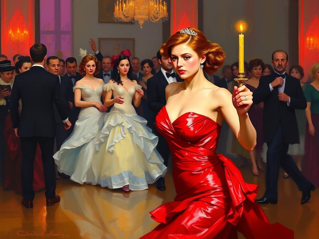 Miss Scarlett Performs the Candle Dance in Vibrant Ballroom ...