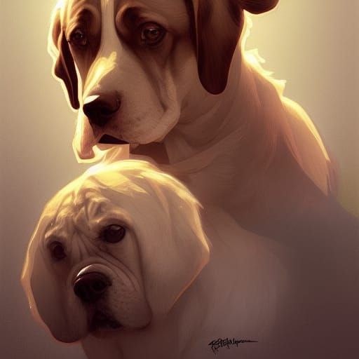 Hyperdetailed Portrait of Dog in Art Nouveau Style