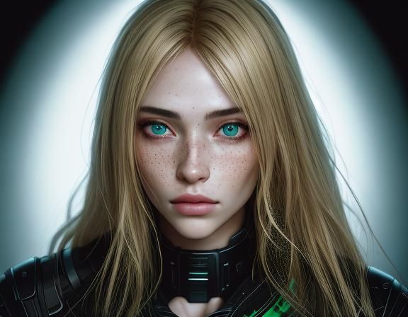 Hyperreal Portrait with Moonscape in Twilight