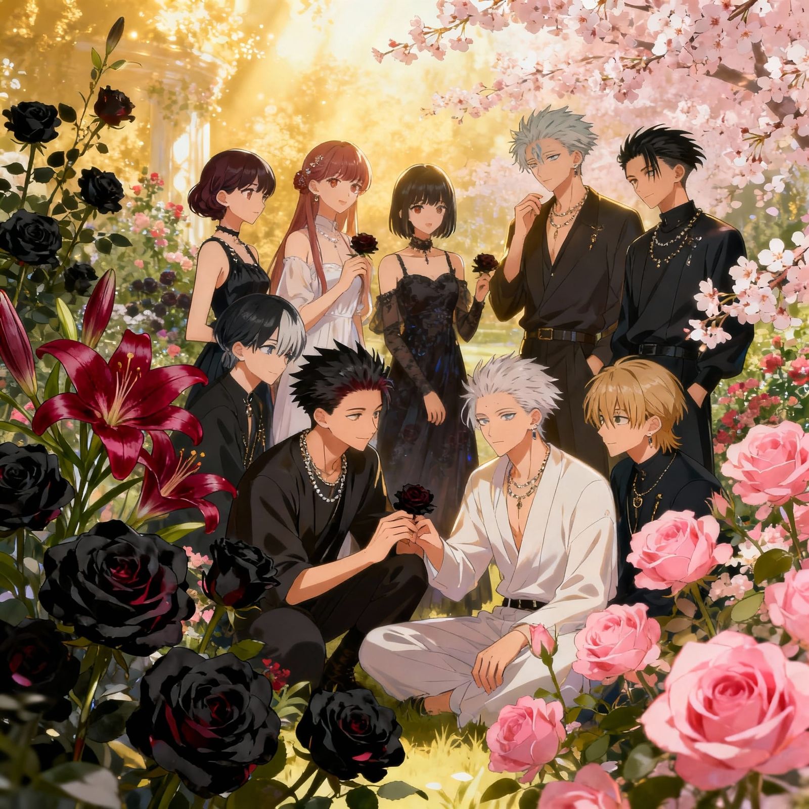 Elegant Black Rose and Lily Floral Arrangement