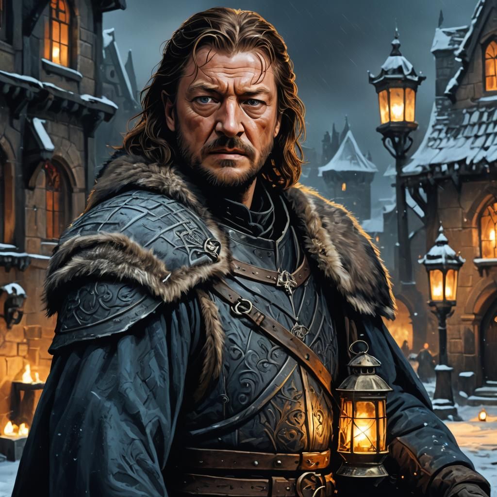 Lord Eddard Stark in Dark Fantasy Digital Art