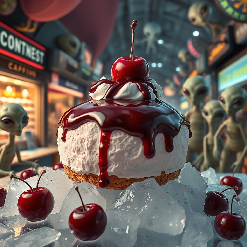 Cherry Pie and Aliens in Futuristic Marketplace