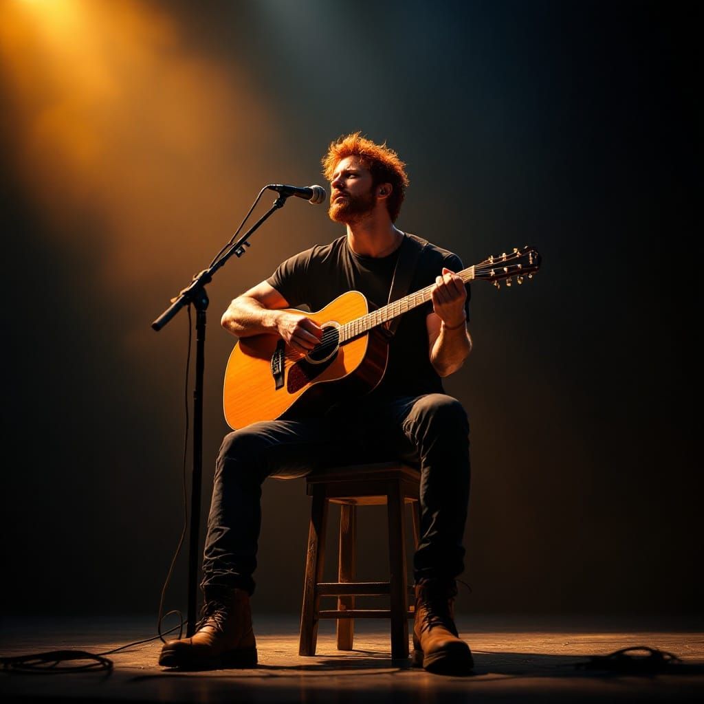 Rock God Performs Soulful Melody in Spotlight