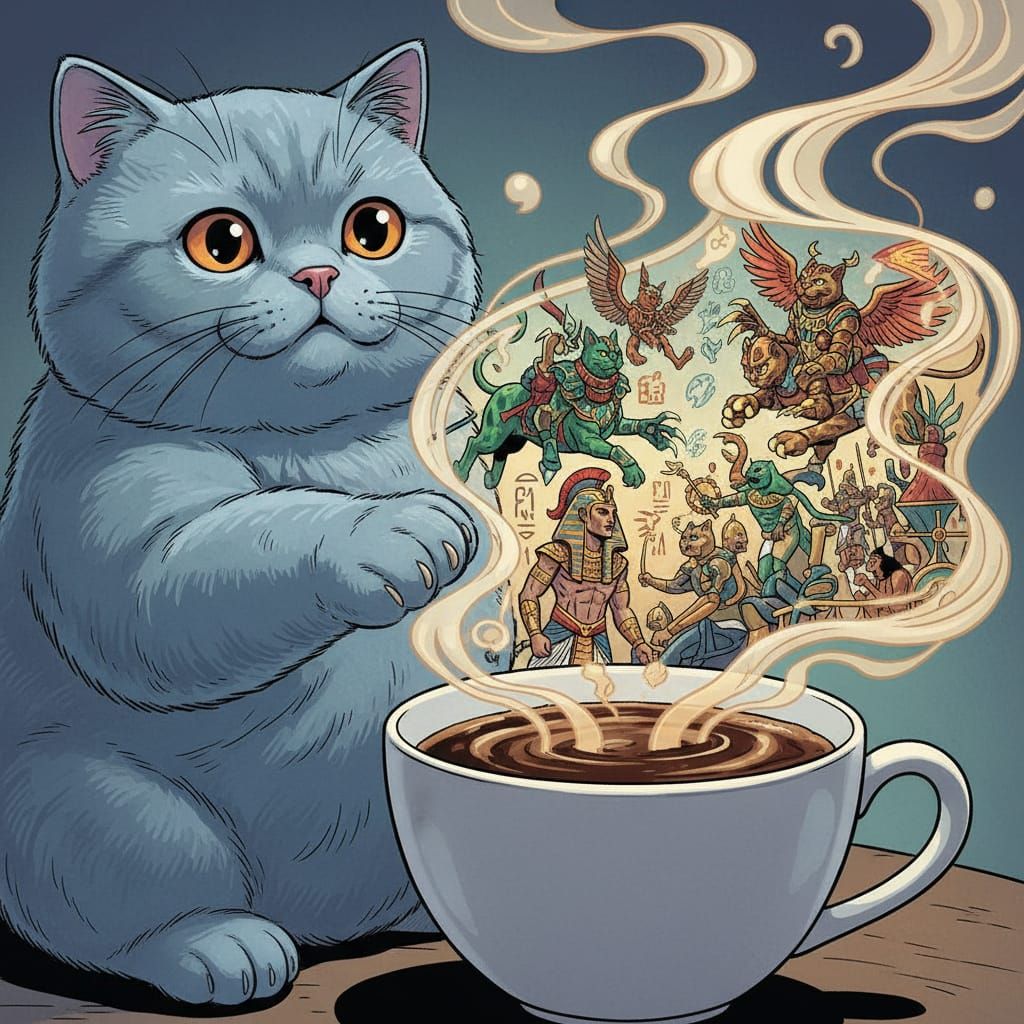 Chubby British Shorthair Cat Dreams of Ancestral War