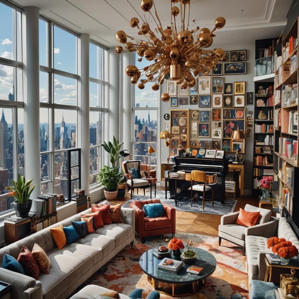 Interior of a New York penthouse.