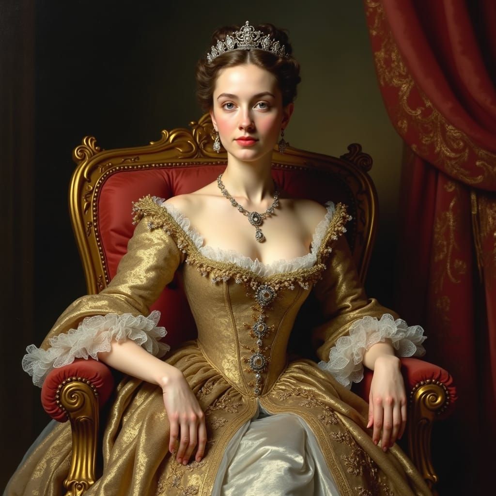 Countess in Opulent Gown, Classical Portrait