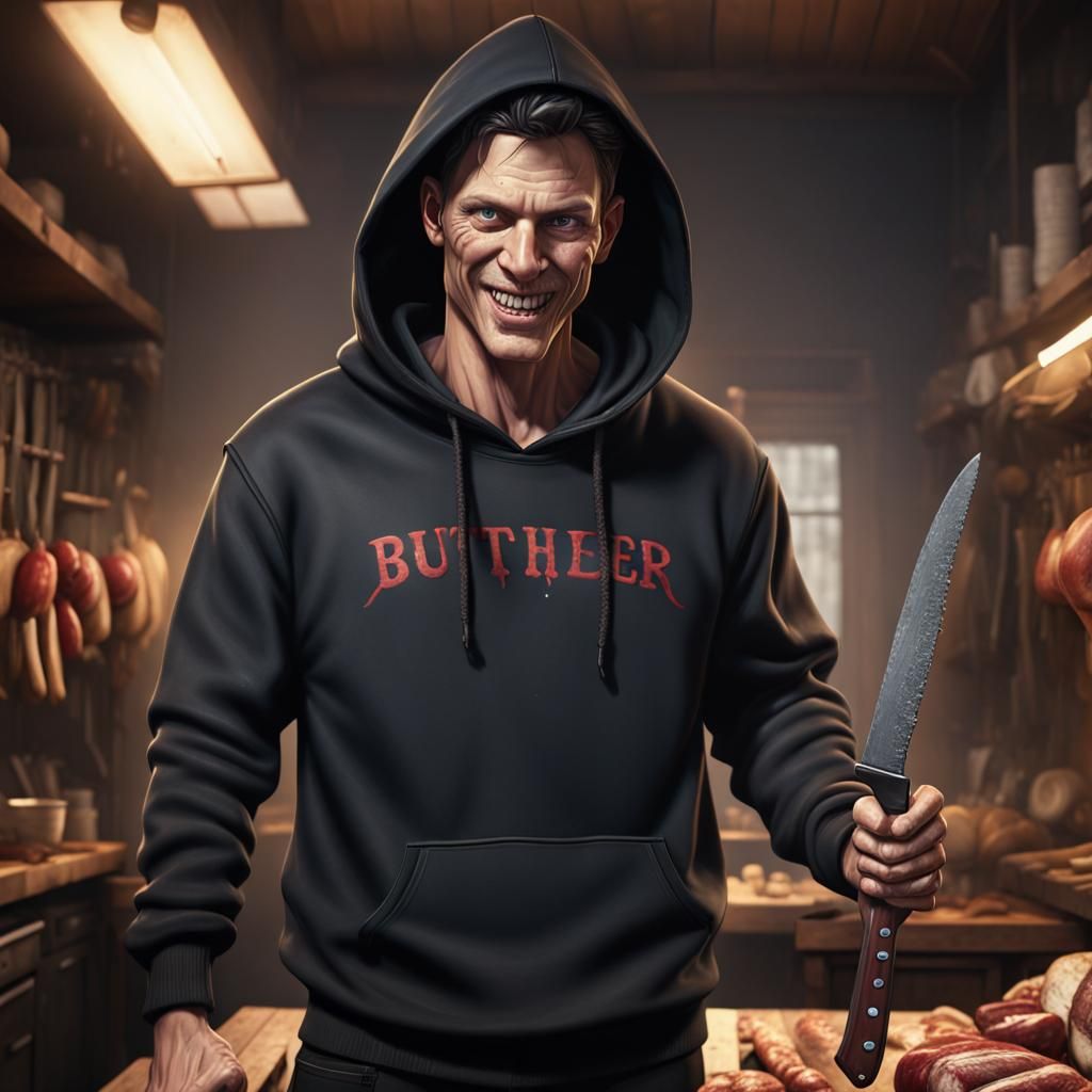 Eerie Serial Killer with Butcher Knife: Detailed Matte Paint...