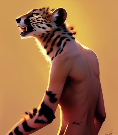 King Cheetah Human Hybrid Concept Art Portrait