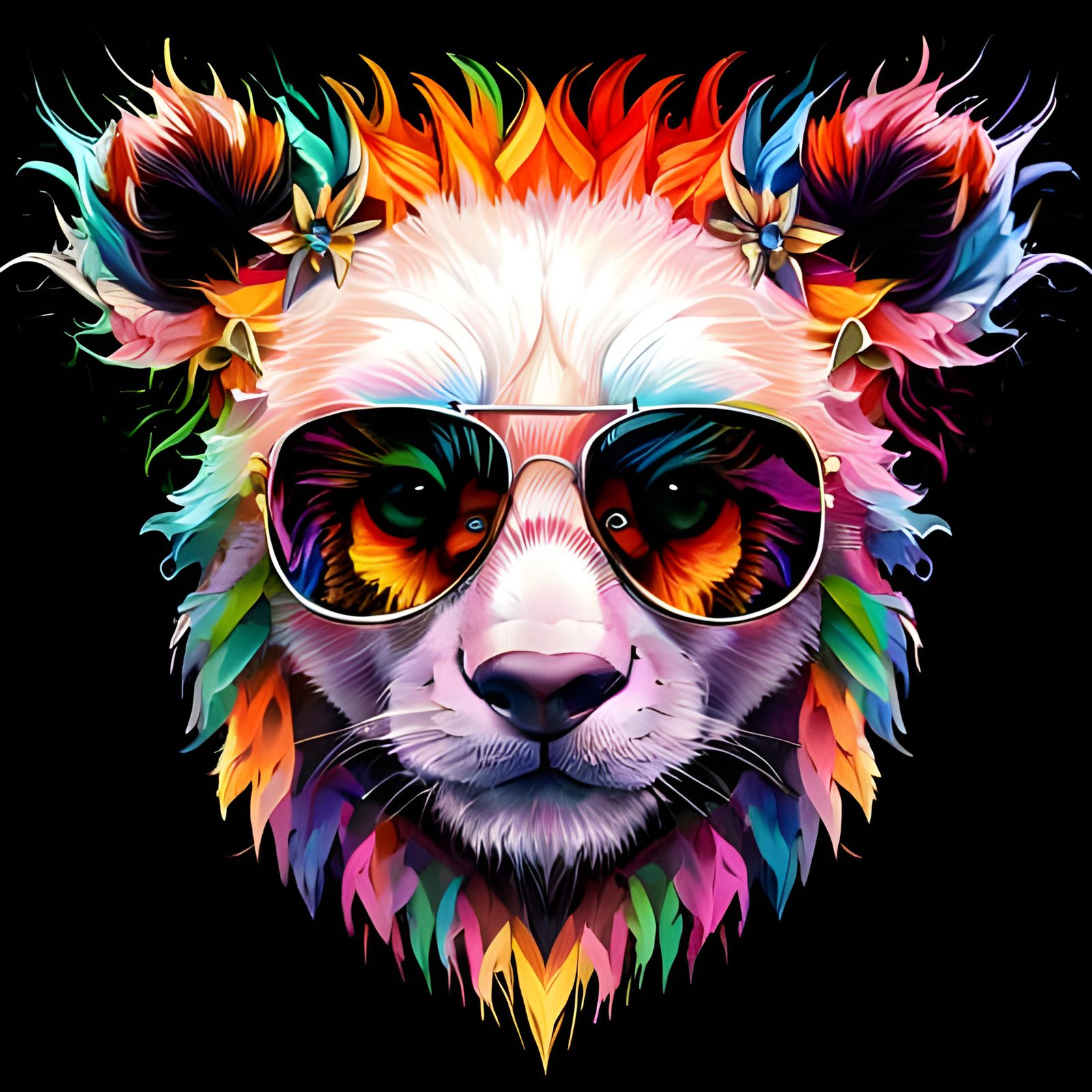 Hipster Panda Portrait in Hyperrealistic Style