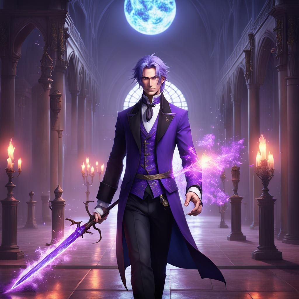 Elvish Assassin Butler with Energy Blade, Anime Art