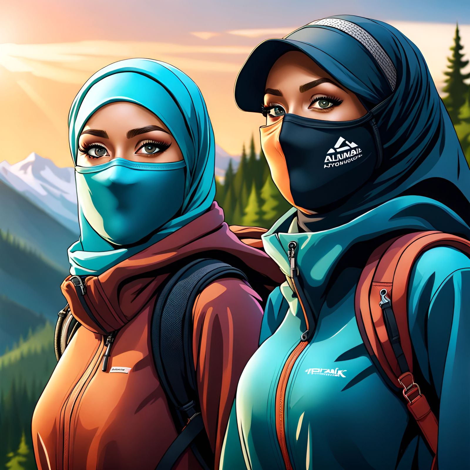 Hijabi Women Hiking in Appalachian Mountains