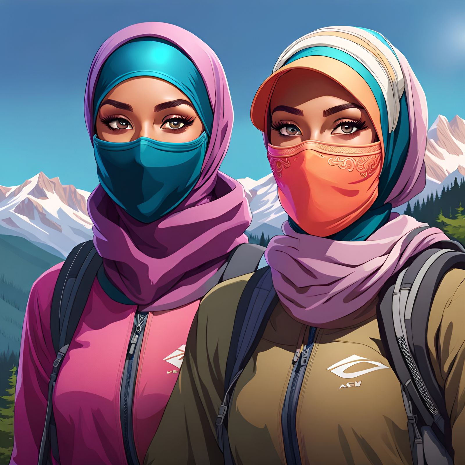 Hijabi Women Hiking in Appalachian Mountains