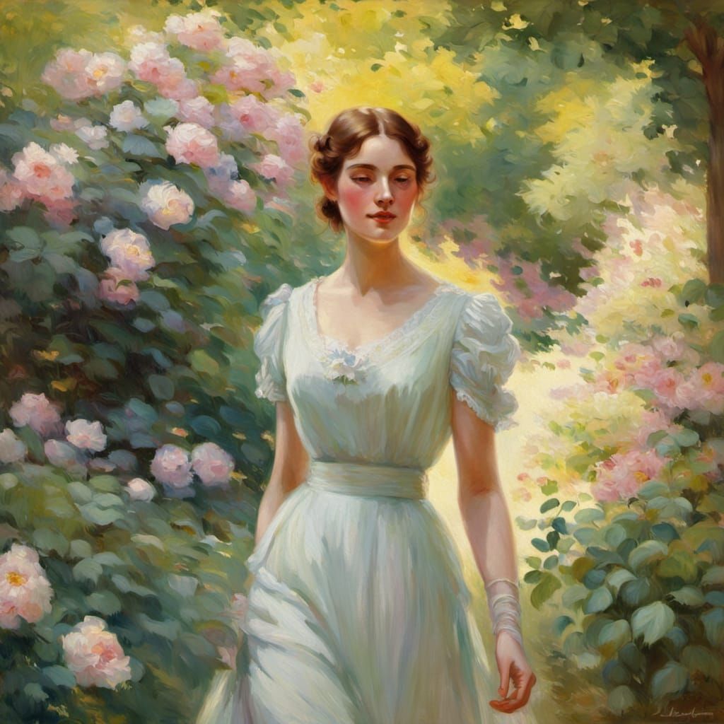 Ethereal Garden Scene in Impressionist Style