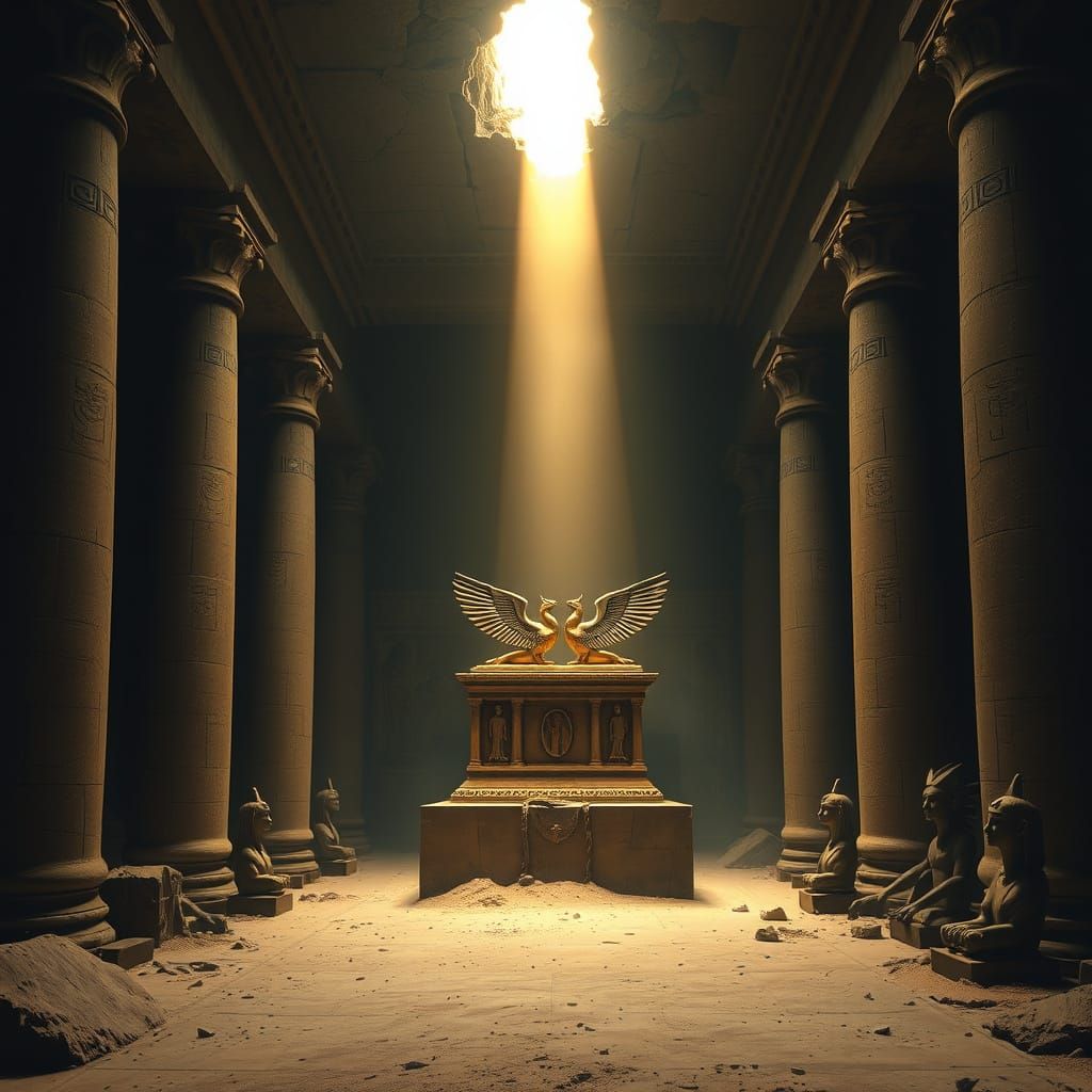 Forgotten Egyptian Throne Room in Mysterious, Atmospheric Ar...