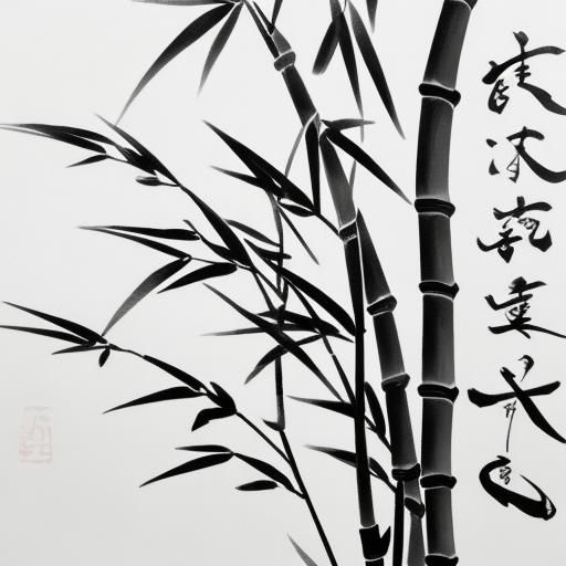 Traditional chinese sumi-e bamboo Calligraphy