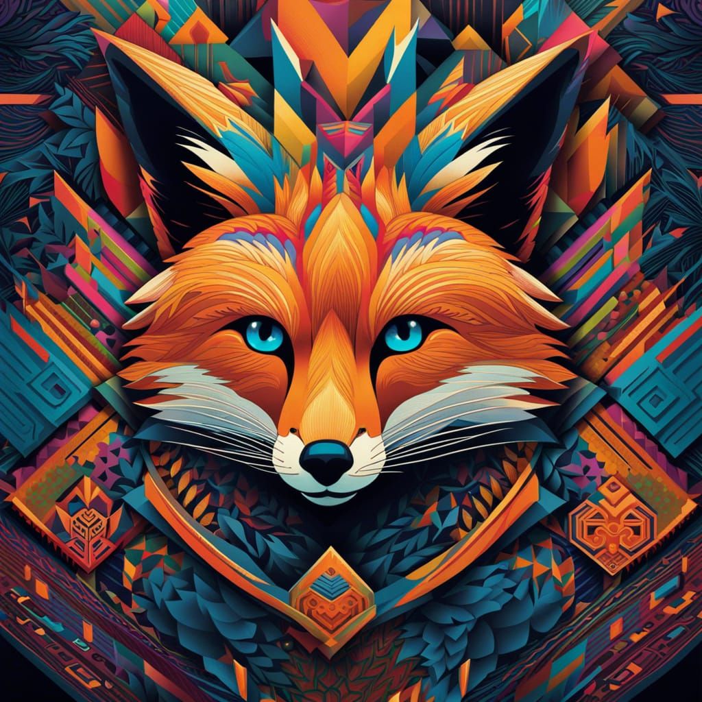 Geometric Fox Illustration in Abstract Style