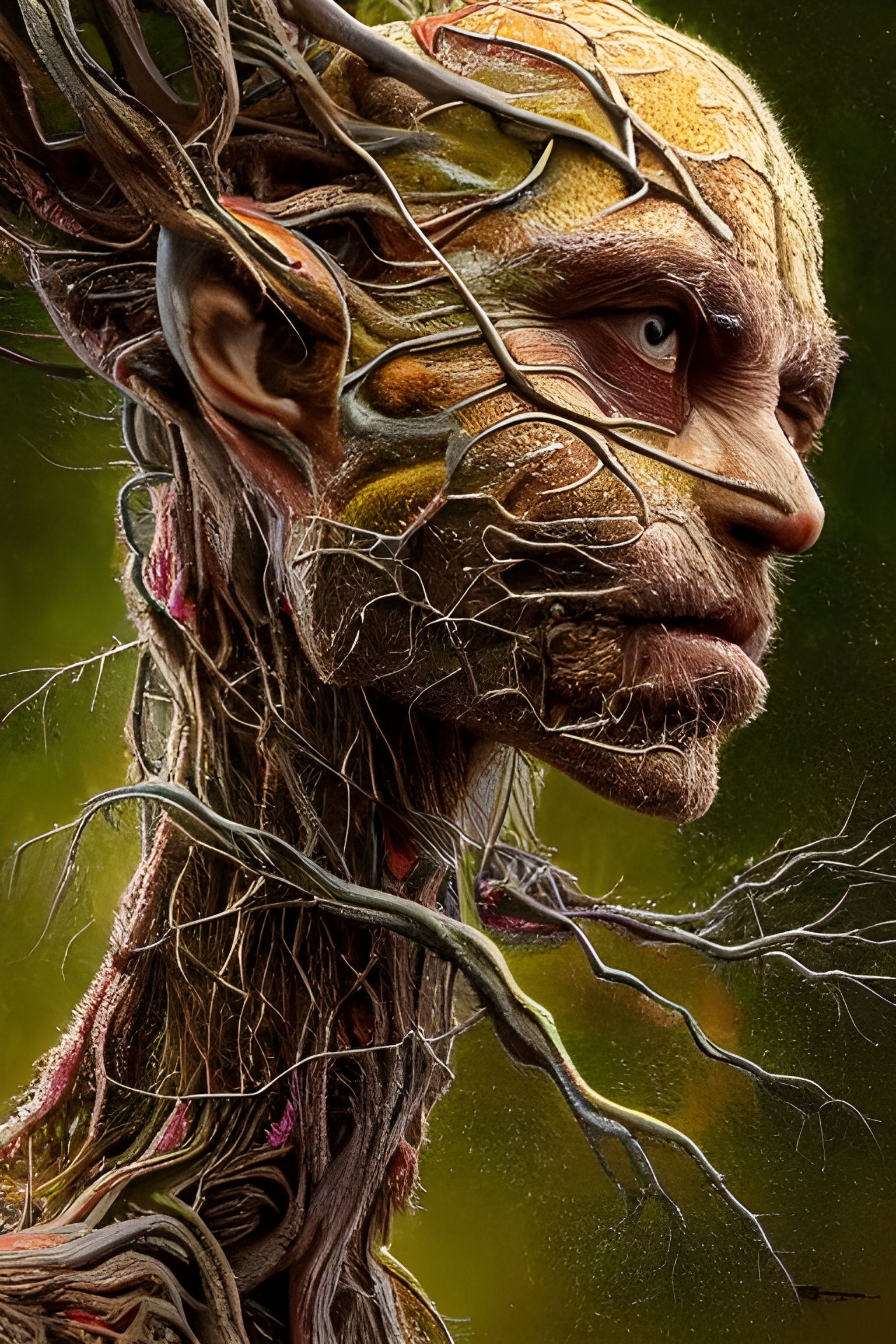 Psychedelic Treebeard Portrait in 3D Render Style