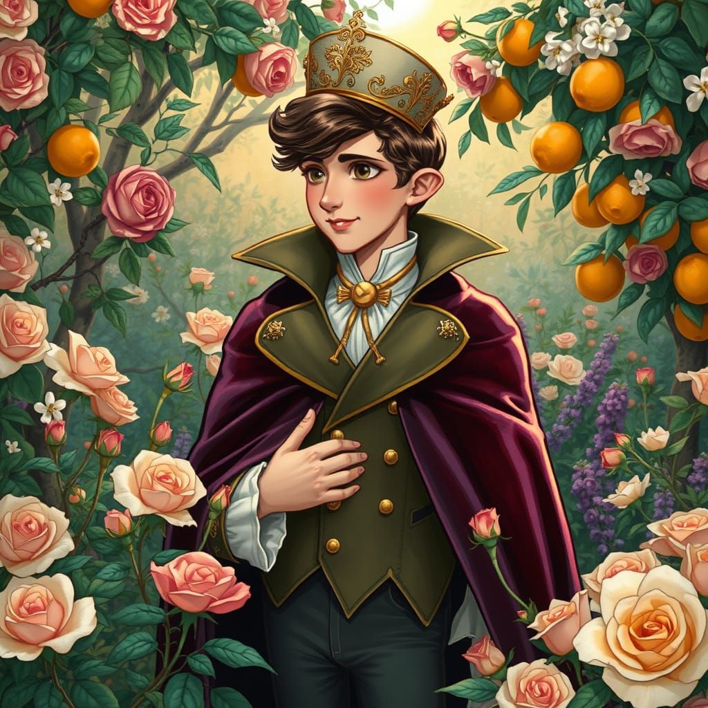 Prince Charming in a Lush Art Nouveau Garden