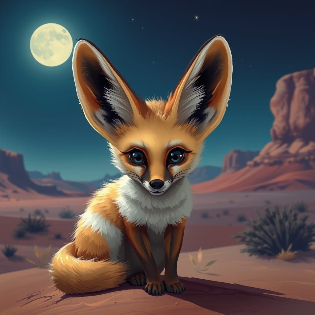 Fennec Fox in Dreamlike Desert Landscape