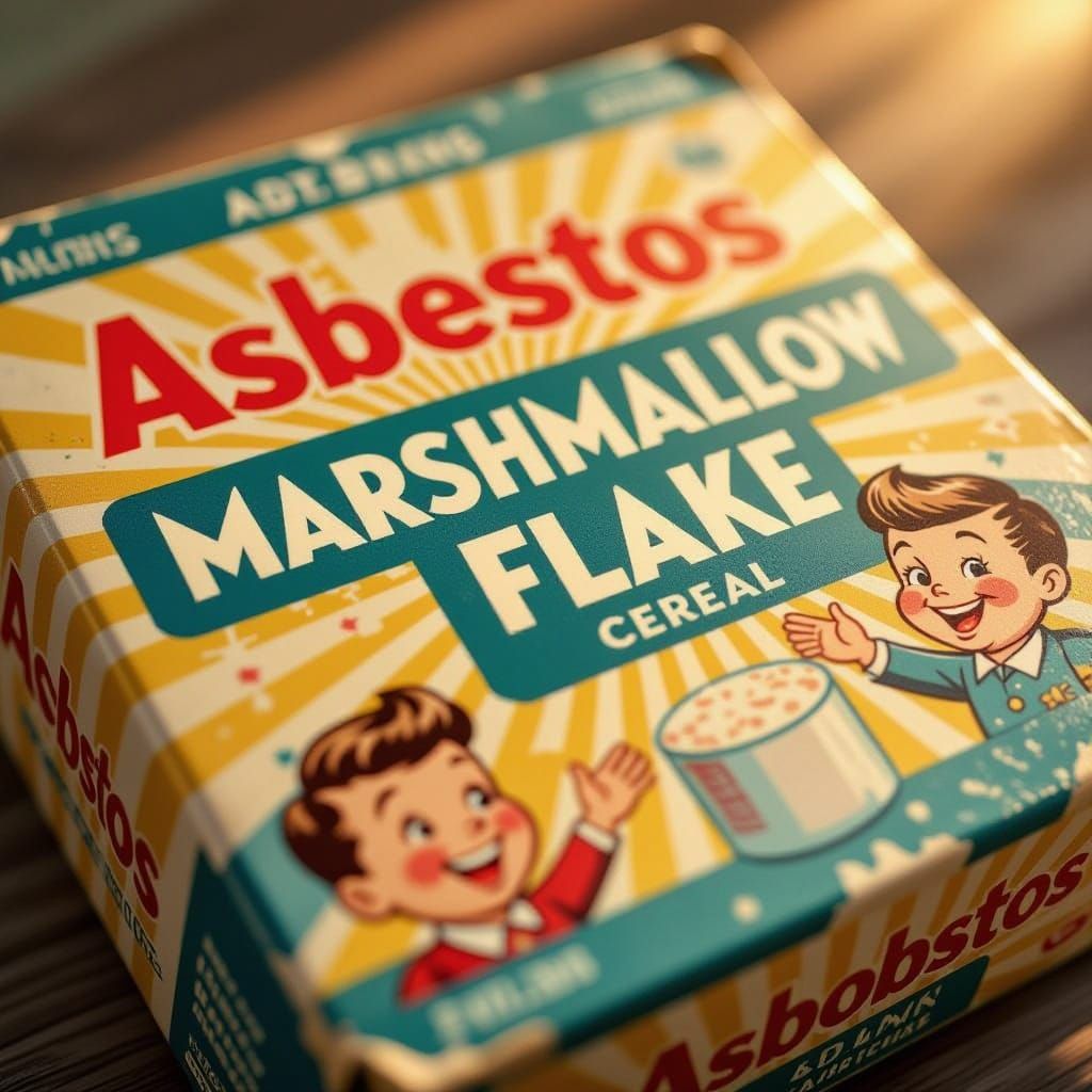 Vintage Asbestos Marshmallow Flake Cereal Box Ad