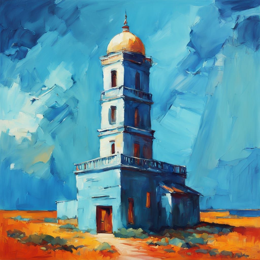 Impressionist Masterpiece: Tower in Vibrant Landscape