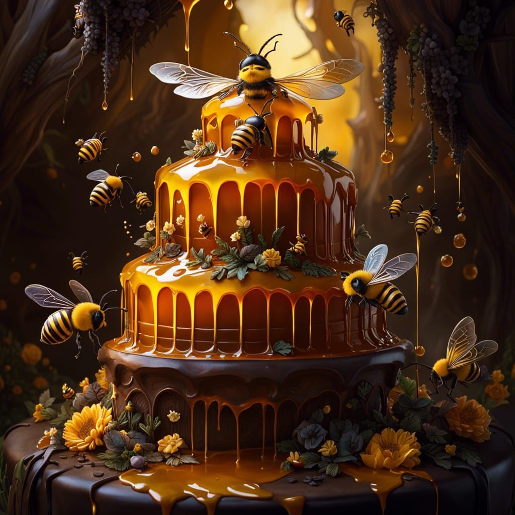 Honey Wedding Cake with Adorable Bees