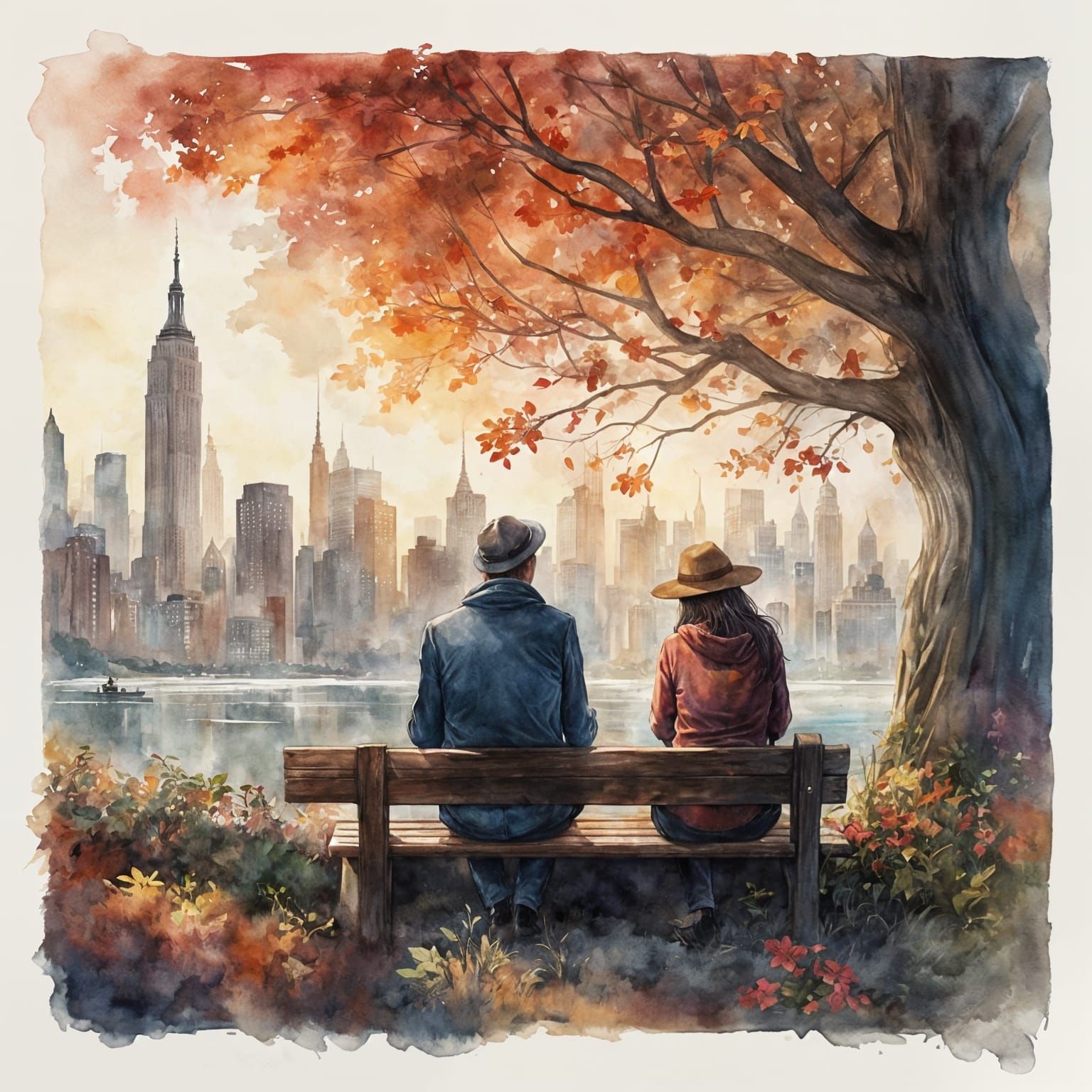 Hauntingly Beautiful Watercolor Art in New York City Park