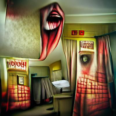 Hyperrealistic Horror Hotel Room Photoillustration