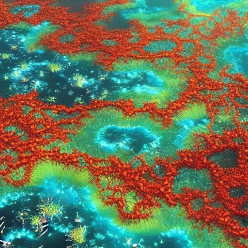 Vibrant Coral Reef Ecosystem in Golden Hour Light