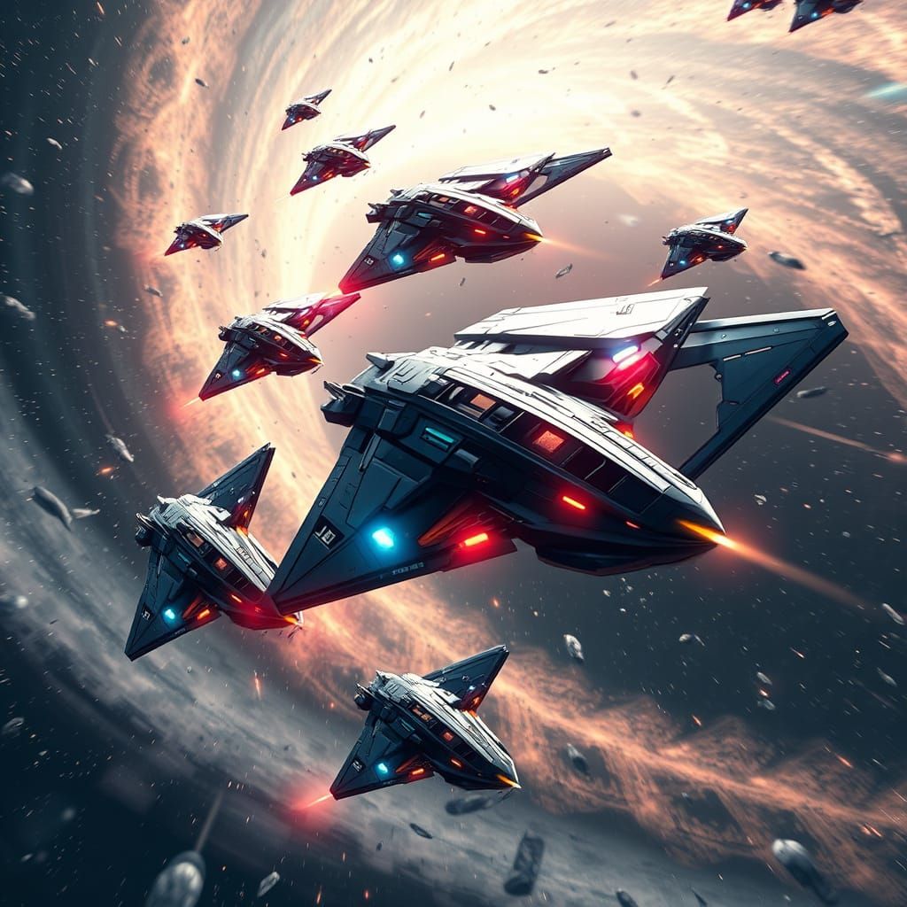 Majestic Futuristic Spaceship Armada in Ultra-High-Definitio...