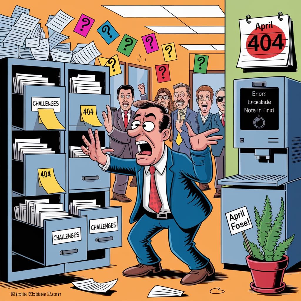 A Baffled Office Worker Struggles with April Fools' Day Chal...