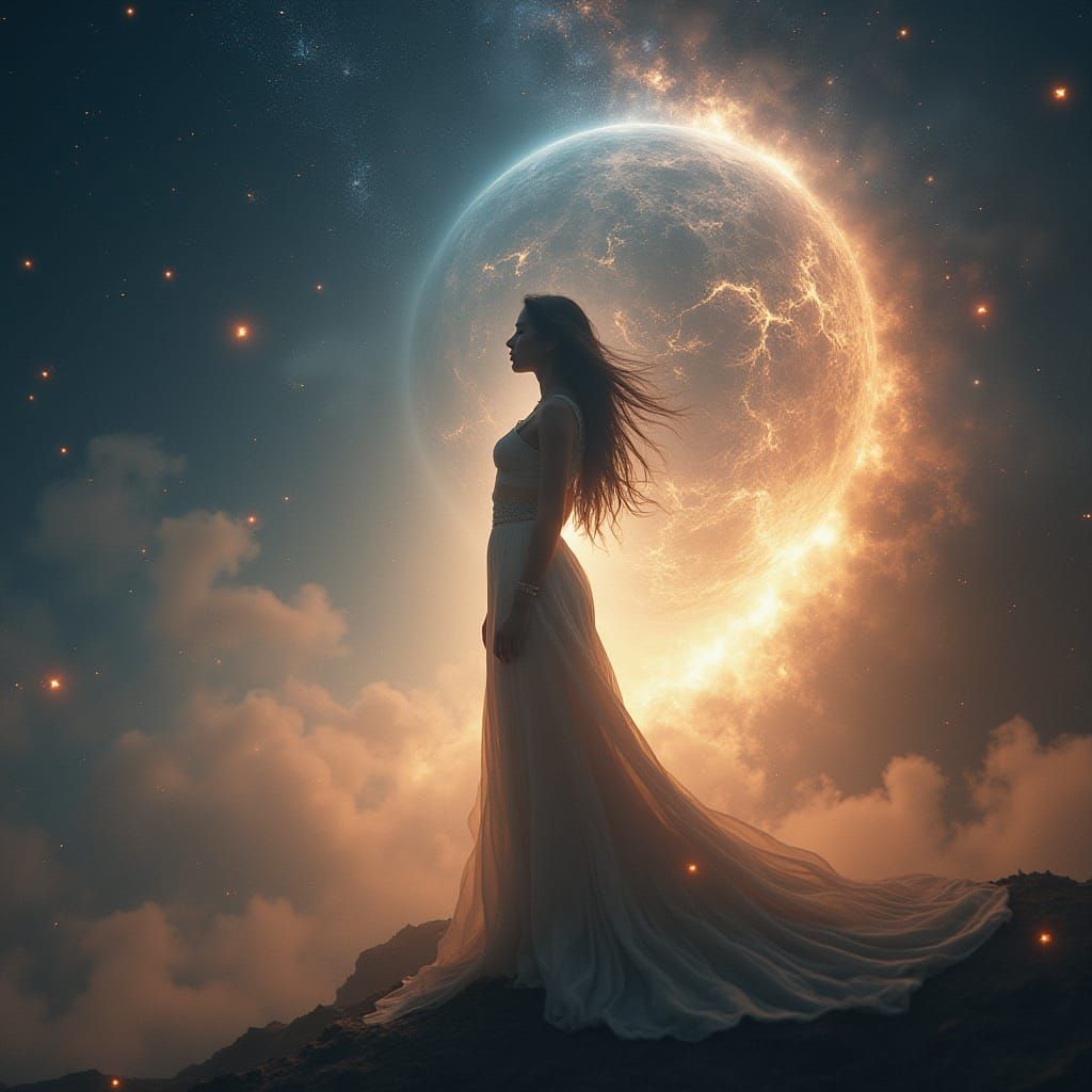 Celestial Goddess in Cosmic Splendor