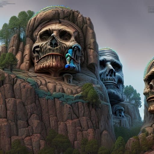 Surreal Skull Mountain Digital Illustration