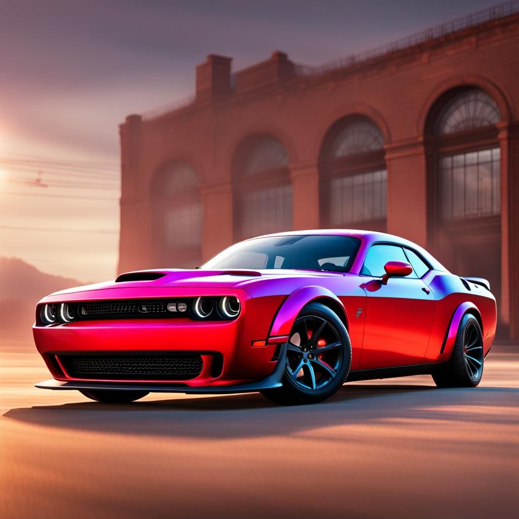 Hyperrealistic Challenger Hellcat in Splash Art Style