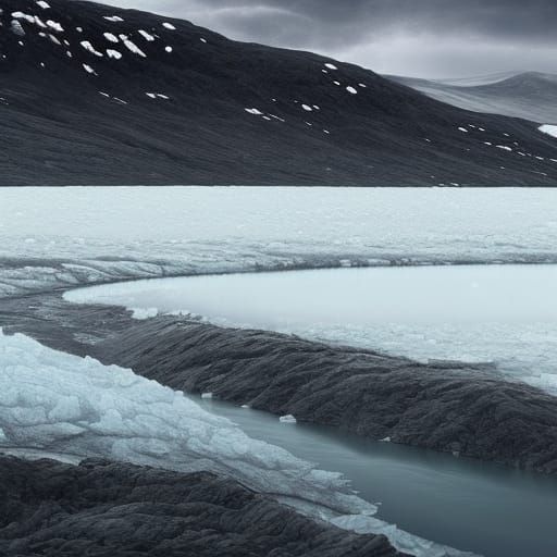 Post-Apocalyptic River Between Tundra and Glacier