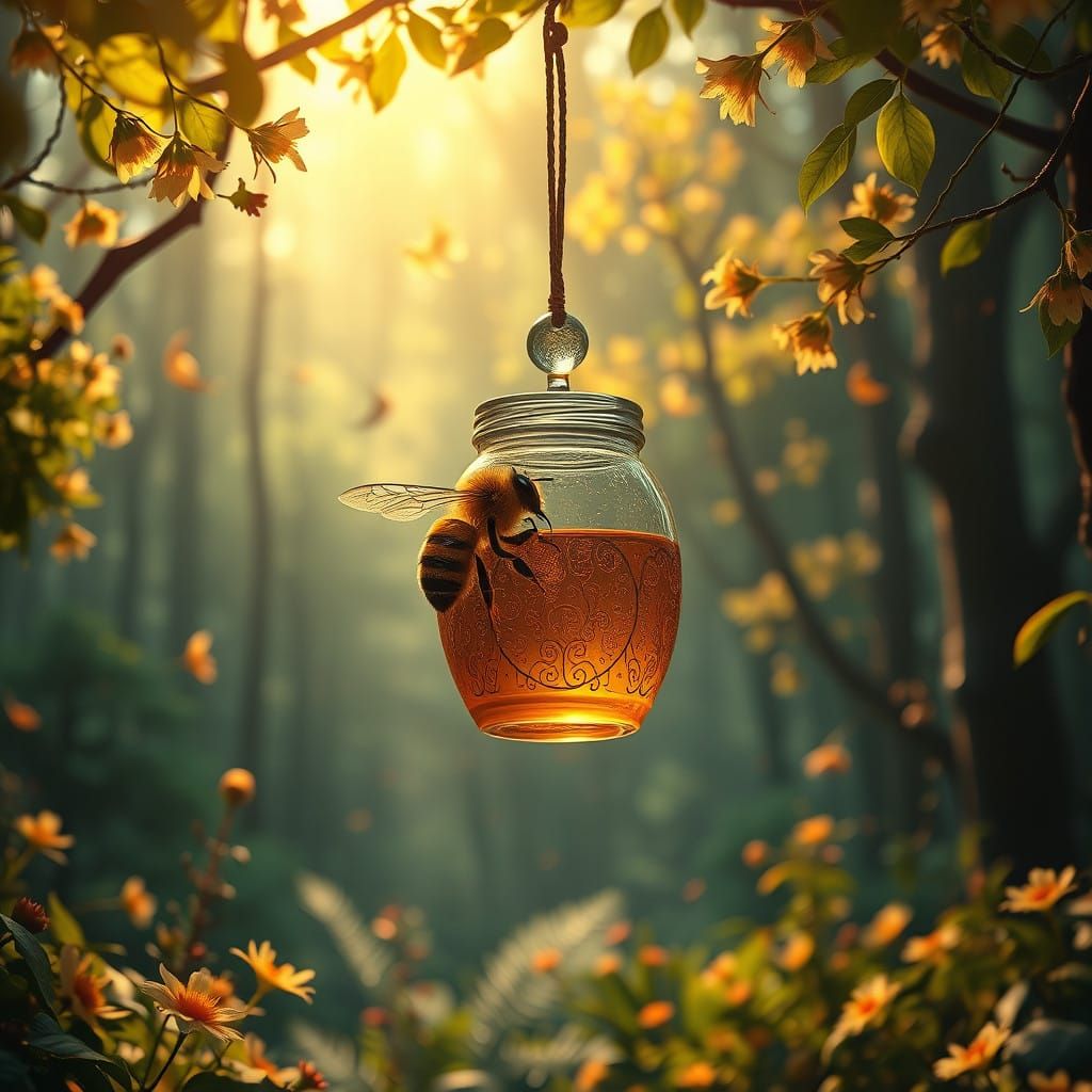 A Bee Amidst Whispers of the Lush Forest