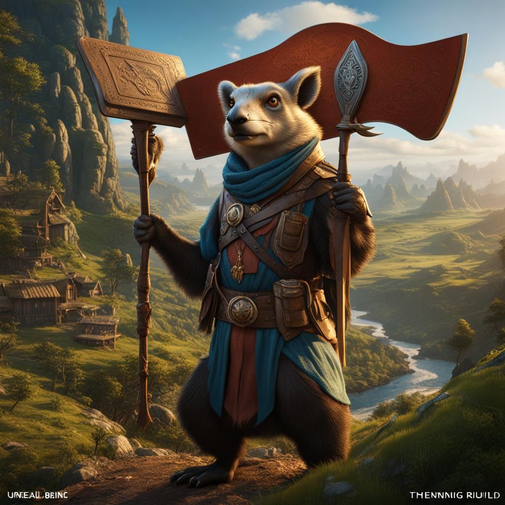 Kangaroo Holding Sign: Detailed Matte Painting